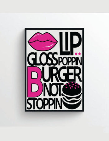 Wall Decor - Lips And Burger Print