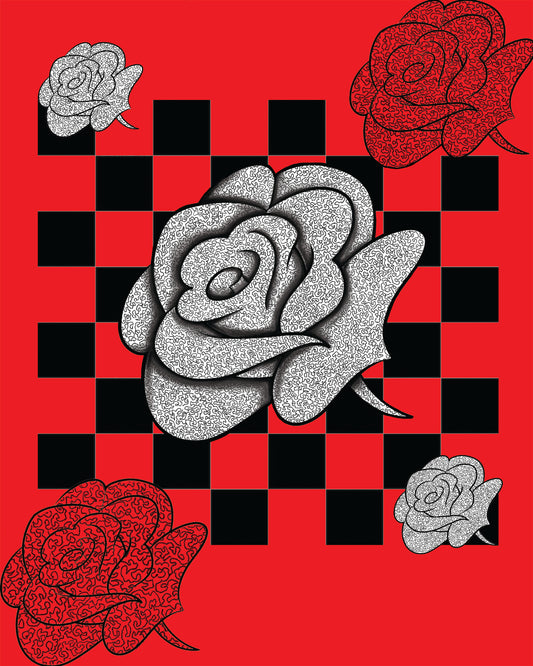 Wall Decor - Red Labyrinth Rose Print